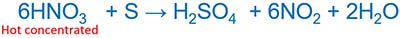 Hot concentrated nitric acid and sulfur reaction