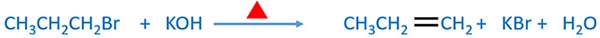 Reaction of 1-bromopropane, alcoholic KOH to prepare propene