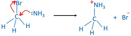 ammonia attacks alkyl halide