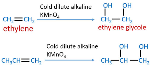 diol preparing - alkenes and cold dilute alkaline potassium permanganate solution
