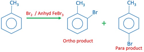 methyl benzene and bromium reaction