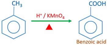 toluene and hot H+ / KMnO4