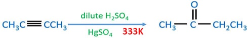 2-butyne hydration with HgSO4 and H2SO4